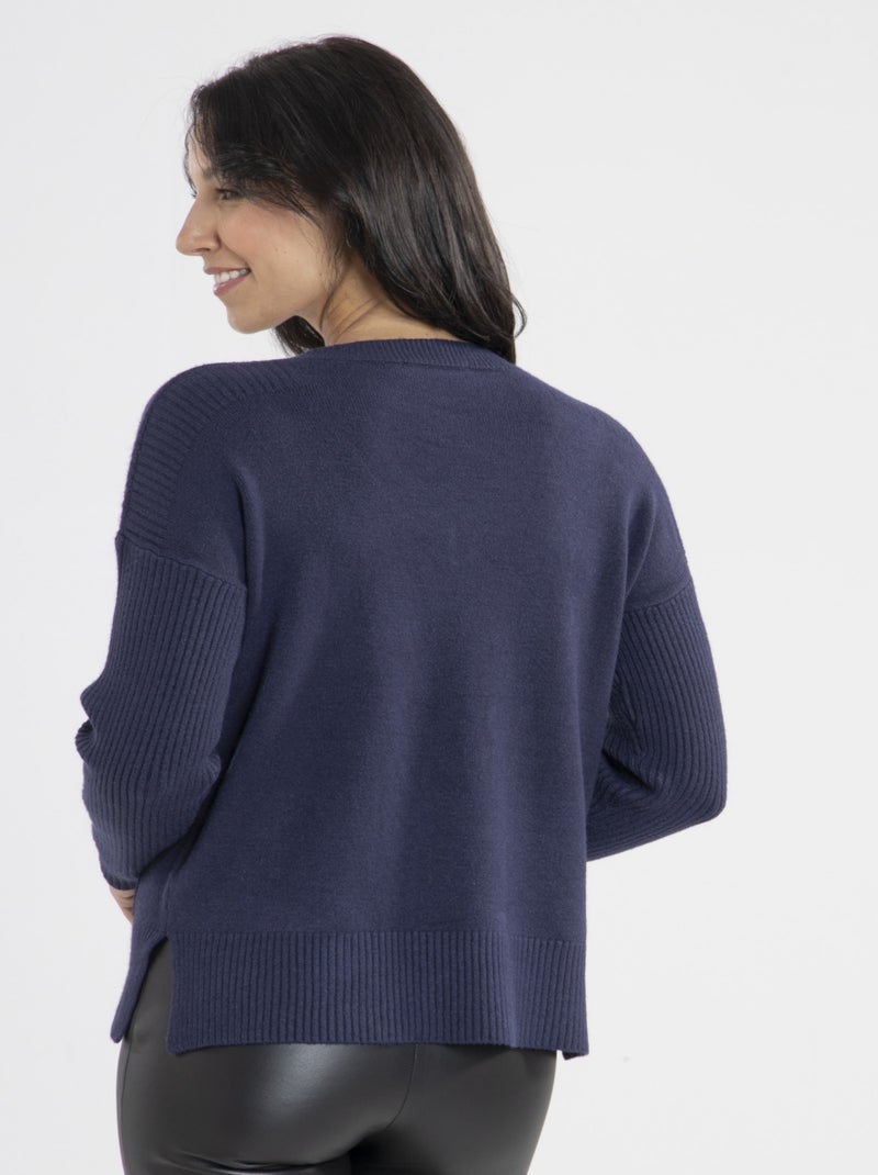 Pull Martine  | Gerard Pasquier Avec Col V | Gerard Pasquier Bleu marine - Kiabi