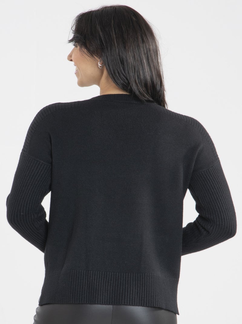 Pull Martine  | Gerard Pasquier Avec Col V | Gerard Pasquier Noir - Kiabi