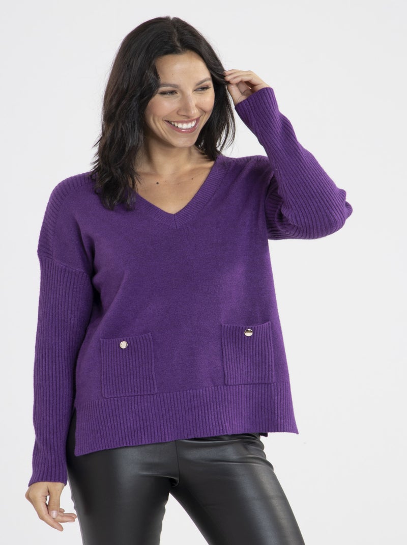 Pull Martine  | Gerard Pasquier Avec Col V | Gerard Pasquier Violet - Kiabi