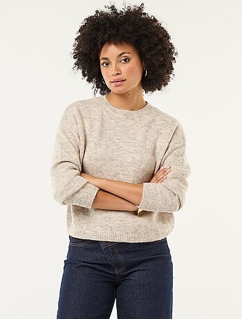 Pull matière douce col rond