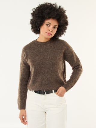 Pull matière douce col rond
