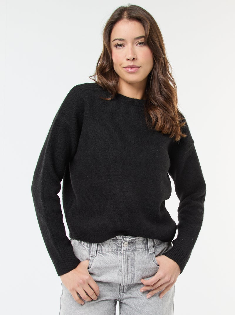 Pull Mati re Douce Col Rond Noir Femme 4 50 Kiabi pull-mati-re-douce-col-rond-noir-femme-4-50-kiabi