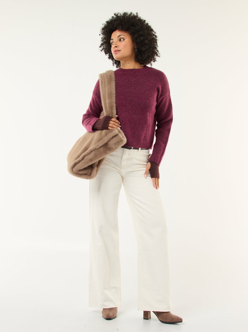 Pull matière douce col rond Rouge - Kiabi