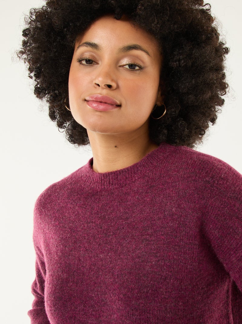 Pull matière douce col rond Rouge - Kiabi