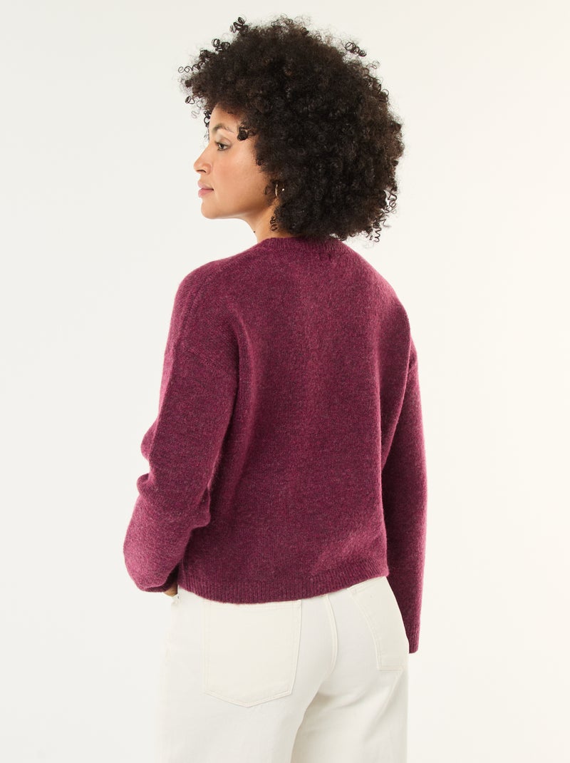 Pull matière douce col rond Rouge - Kiabi