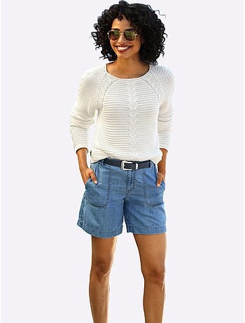 Pull Mélange De Matières Tendance - Taille Standard - Helline