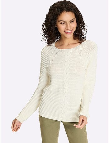 Pull Mélange De Matières Tendance - Taille Standard - Helline