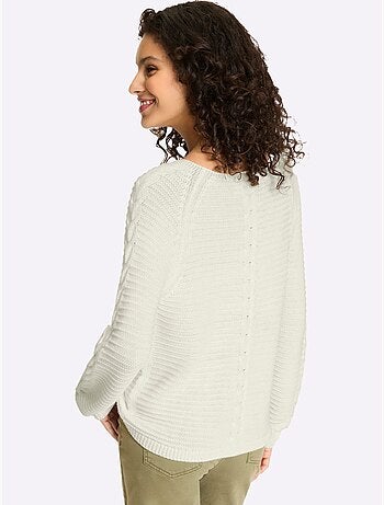 Pull Mélange De Matières Tendance - Taille Standard - Helline