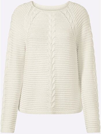 Pull Mélange De Matières Tendance - Taille Standard - Helline