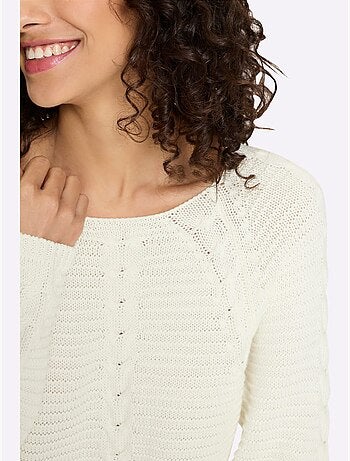 Pull Mélange De Matières Tendance - Taille Standard - Helline
