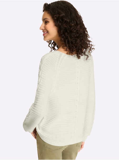 Pull Mélange De Matières Tendance - Taille Standard - Helline - Kiabi