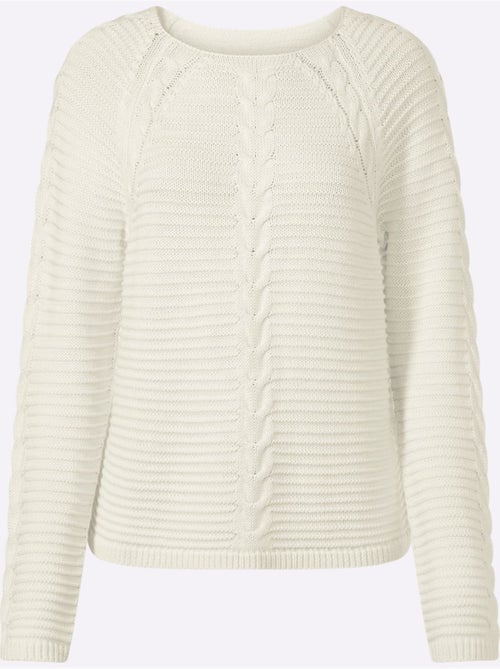 Pull Mélange De Matières Tendance - Taille Standard - Helline - Kiabi