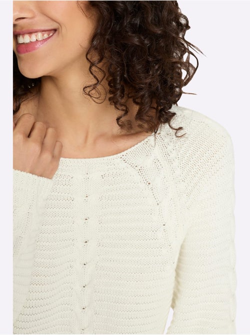 Pull Mélange De Matières Tendance - Taille Standard - Helline - Kiabi