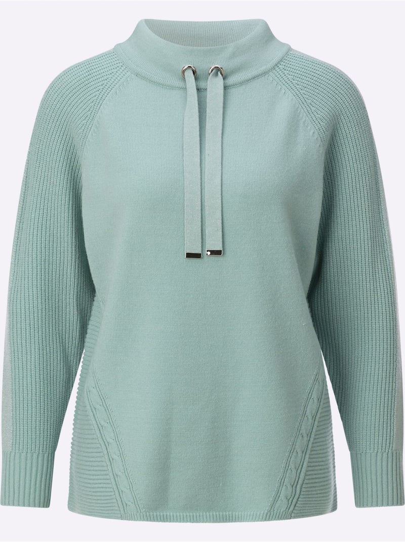Pull Mélange De Modal Doux - Taille Standard - Helline Menthe - Kiabi