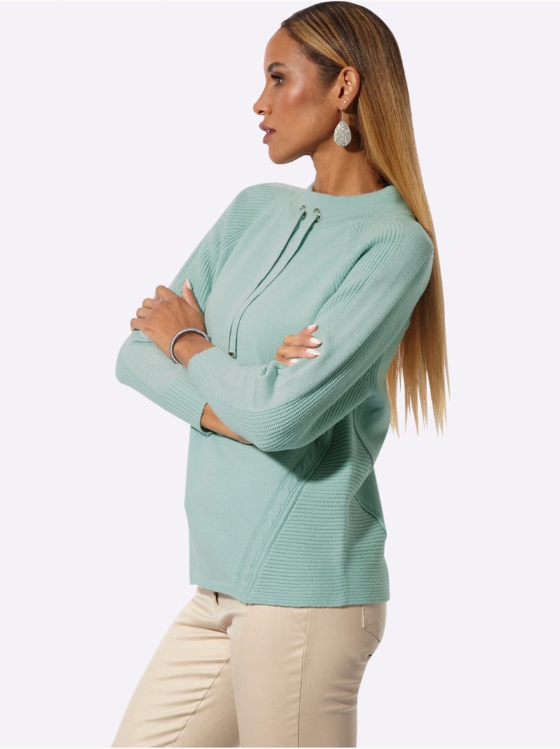 Pull Mélange De Modal Doux - Taille Standard - Helline Menthe - Kiabi