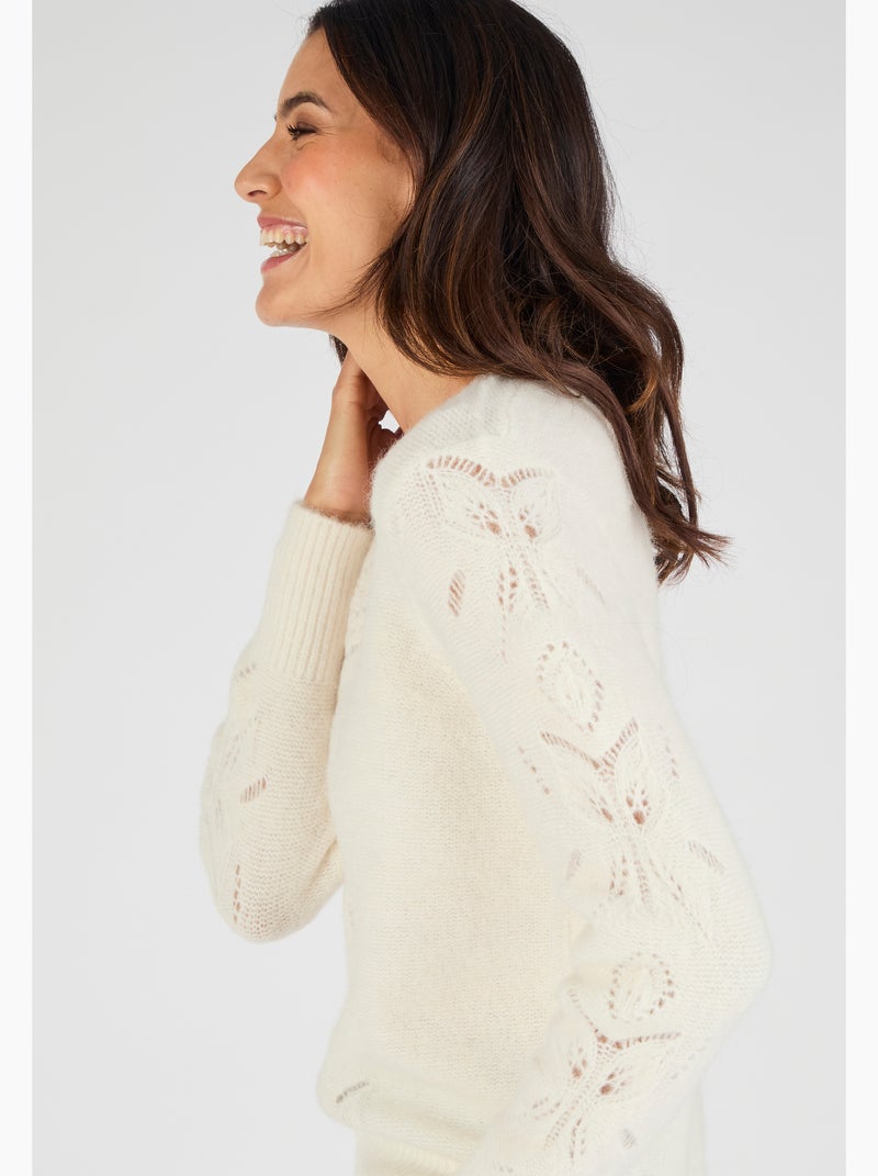 Pull mélange laine et alpaga - Damart Blanc - Kiabi