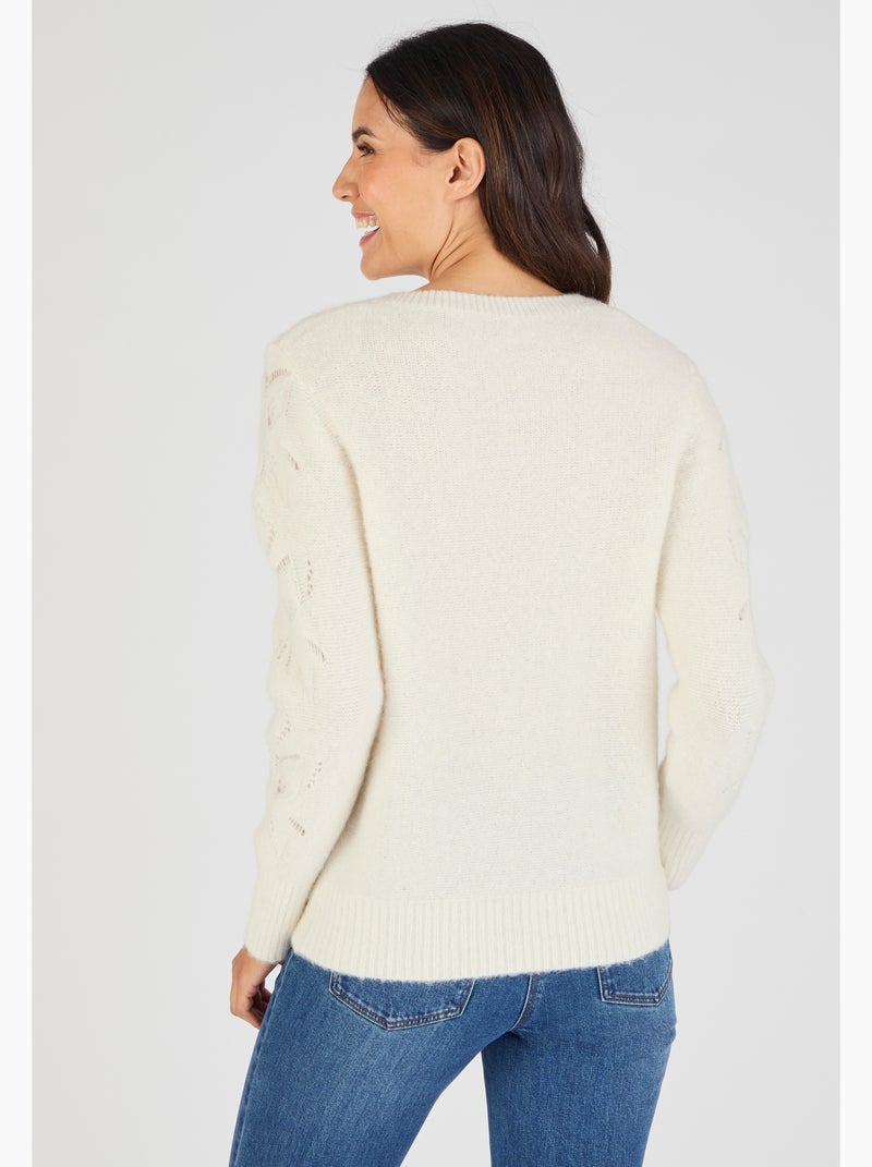 Pull mélange laine et alpaga - Damart Blanc - Kiabi
