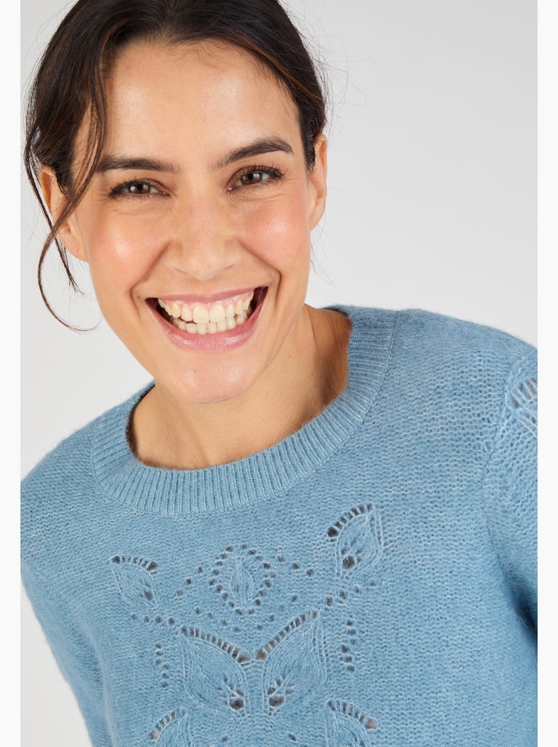 Pull mélange laine et alpaga - Damart Bleu - Kiabi