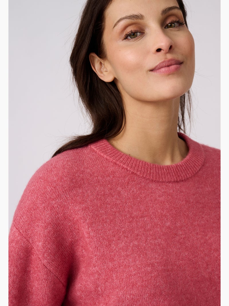 Pull mélange laine et alpaga manches larges - Damart Rose - Kiabi