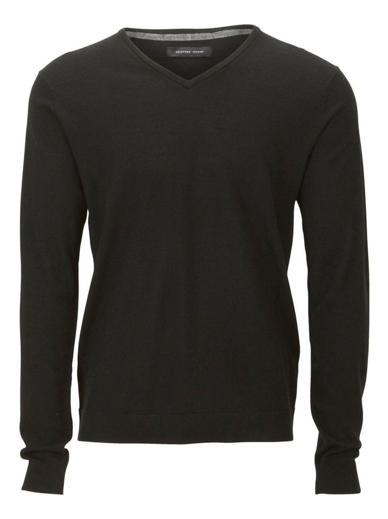 Pull Merinos Selected Tower V Neck Selected Noir Noir - Kiabi