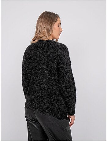 Pull message maille poilue fil doré koperdi