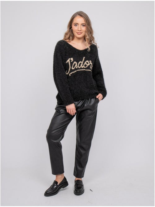 Pull message maille poilue fil doré koperdi - Kiabi Pull message maille poilue fil doré koperdi - Kiabi