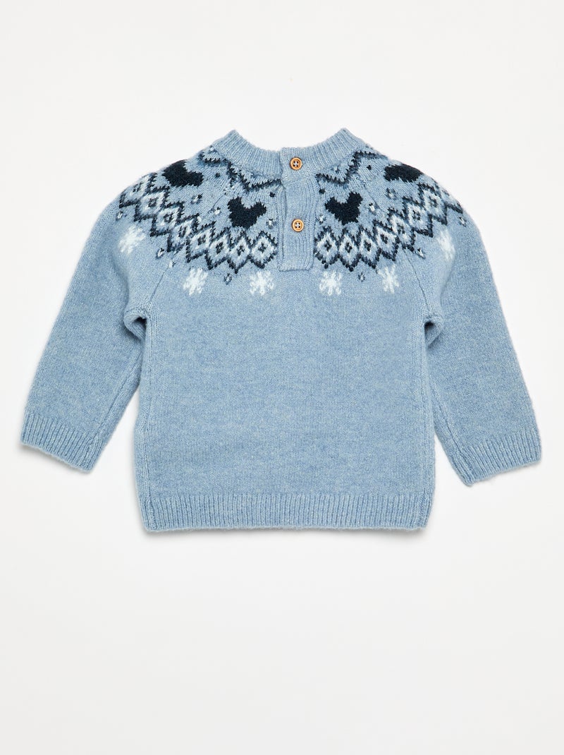 Pull 'Mickey' 'Disney' à col rond 'Noël' Bleu - Kiabi