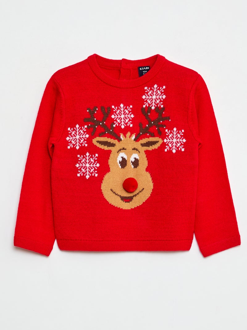 Pull moche de Noël imprimé Rouge Bébé Kiabi