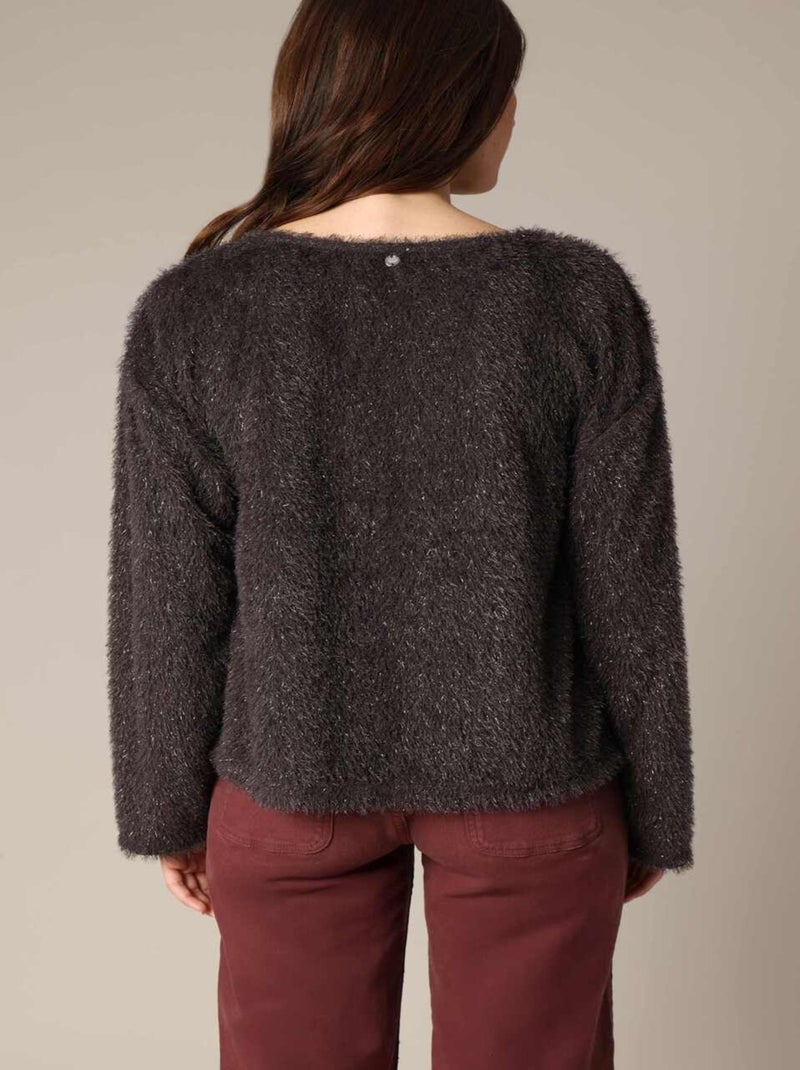 Pull moelleux à col rond, manches longues et coupe ample 'Deeluxe' gris anthracite - Kiabi