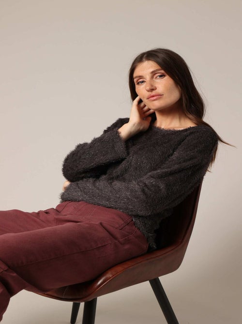 Pull moelleux à col rond, manches longues et coupe ample 'Deeluxe' - Kiabi