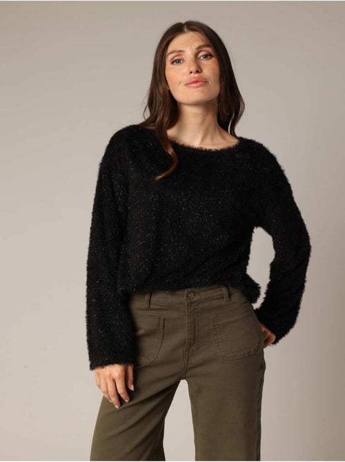 Pull moelleux à col rond, manches longues et coupe ample 'Deeluxe' - Kiabi