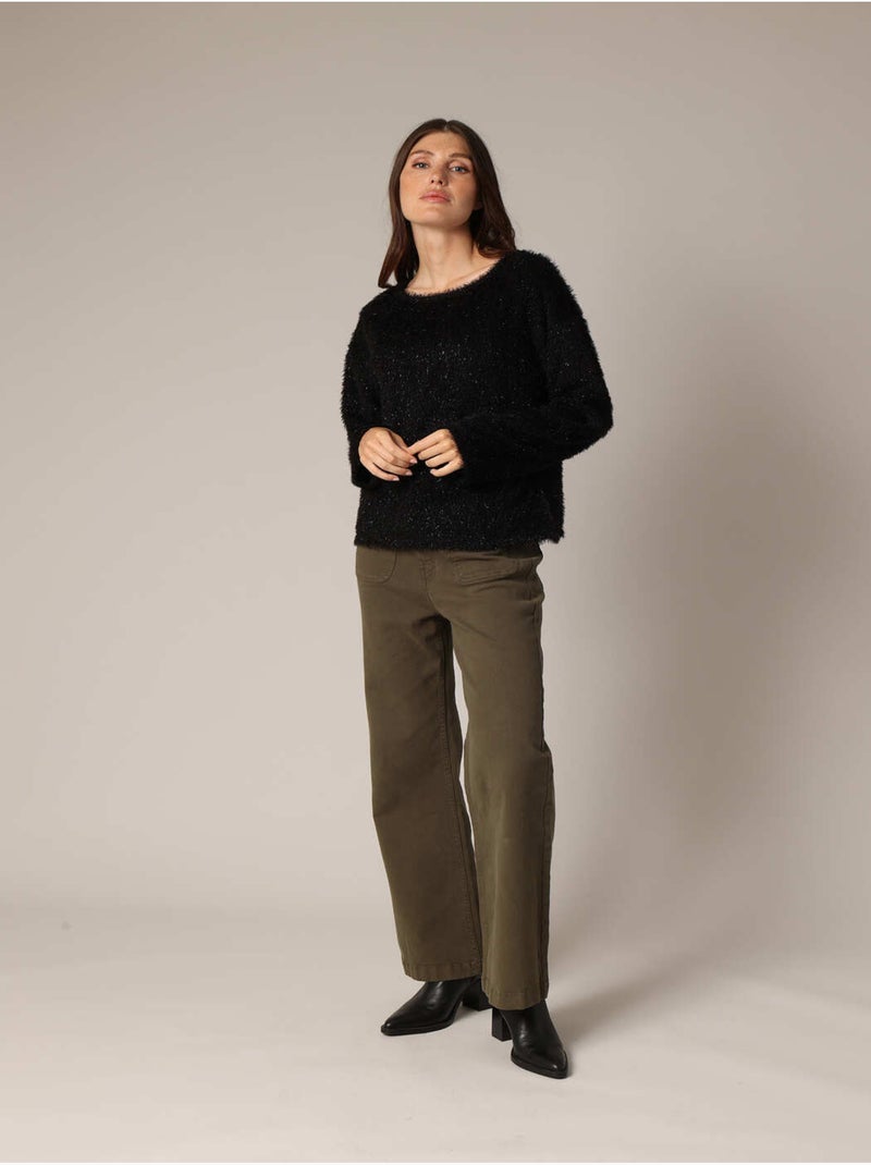 Pull moelleux à col rond, manches longues et coupe ample 'Deeluxe' Noir - Kiabi