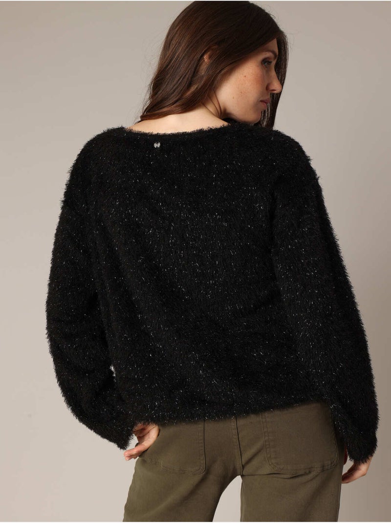 Pull moelleux à col rond, manches longues et coupe ample 'Deeluxe' Noir - Kiabi