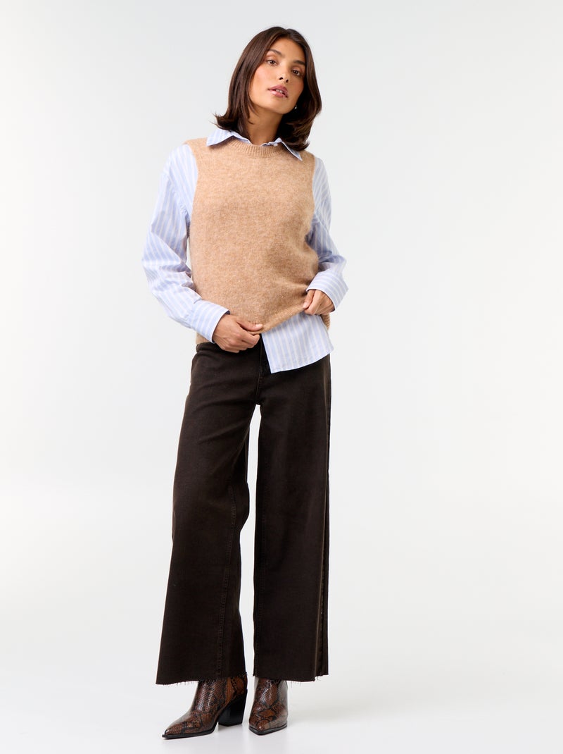 Pull mohair sans manches Beige - Kiabi