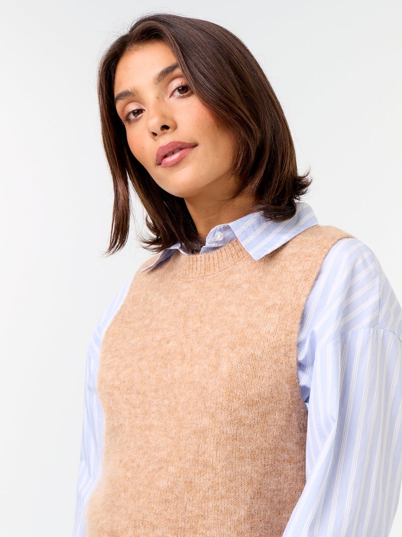 Pull mohair sans manches Beige - Kiabi