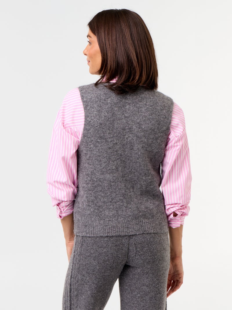 Pull mohair sans manches Gris - Kiabi
