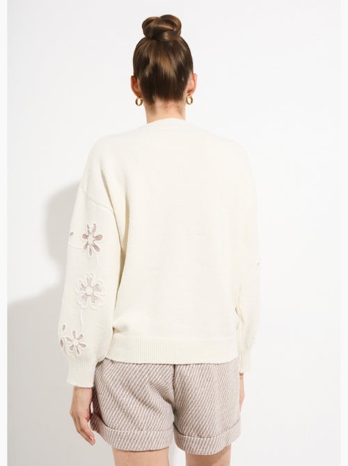 Pull montant application fleurs brodées - afibel - Kiabi