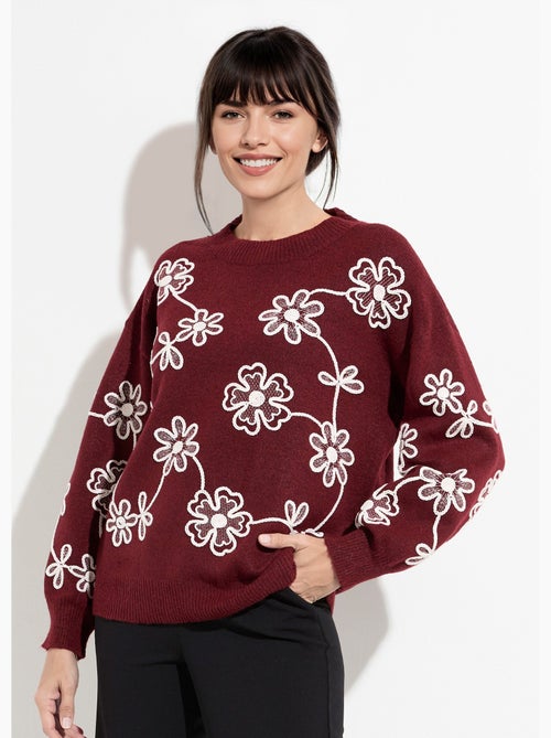 Pull montant application fleurs brodées - afibel - Kiabi Pull montant application fleurs brodées - afibel - Kiabi