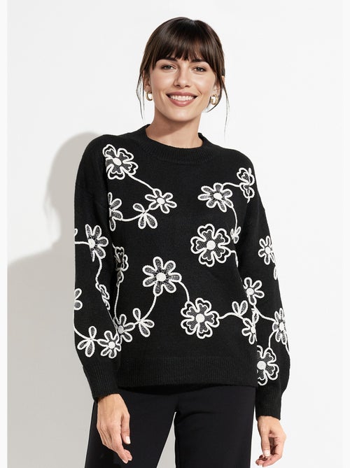 Pull montant application fleurs brodées - afibel - Kiabi Pull montant application fleurs brodées - afibel - Kiabi