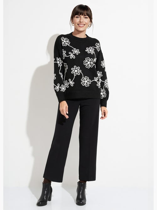 Pull montant application fleurs brodées - afibel - Kiabi Pull montant application fleurs brodées - afibel - Kiabi