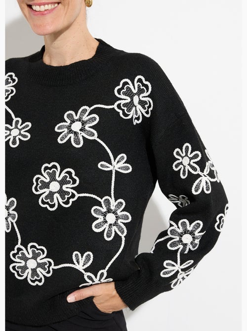 Pull montant application fleurs brodées - afibel - Kiabi Pull montant application fleurs brodées - afibel - Kiabi