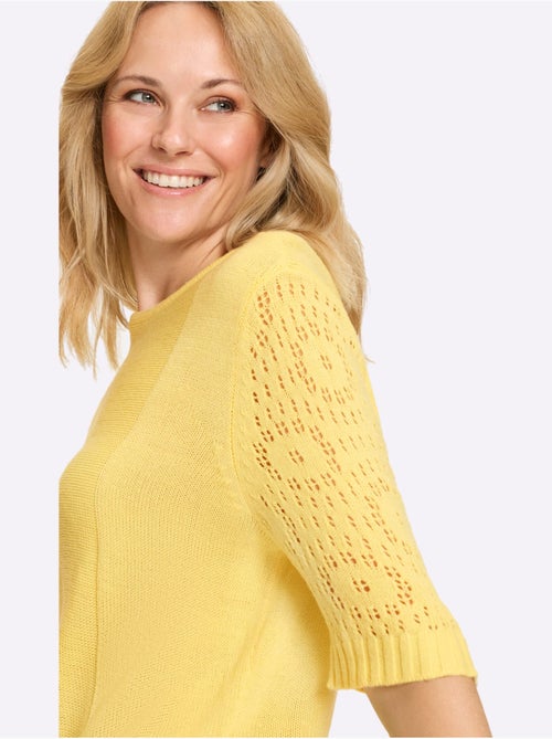Pull Motif Ajouré à La Manche - Taille Standard - Moda Vilona - Kiabi Pull Motif Ajouré à La Manche - Taille Standard - Moda Vilona - Kiabi