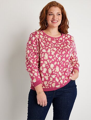 Pull motif léopard col rond - Afibel