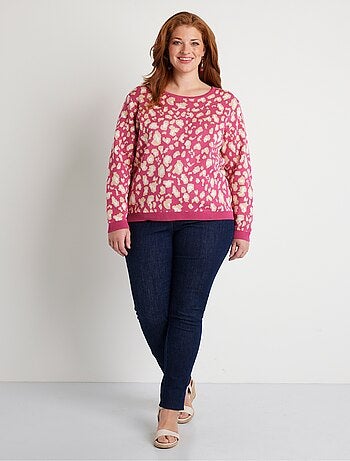Pull motif léopard col rond - Afibel