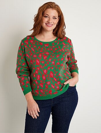 Pull motif léopard col rond - Afibel