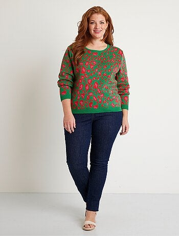 Pull motif léopard col rond - Afibel
