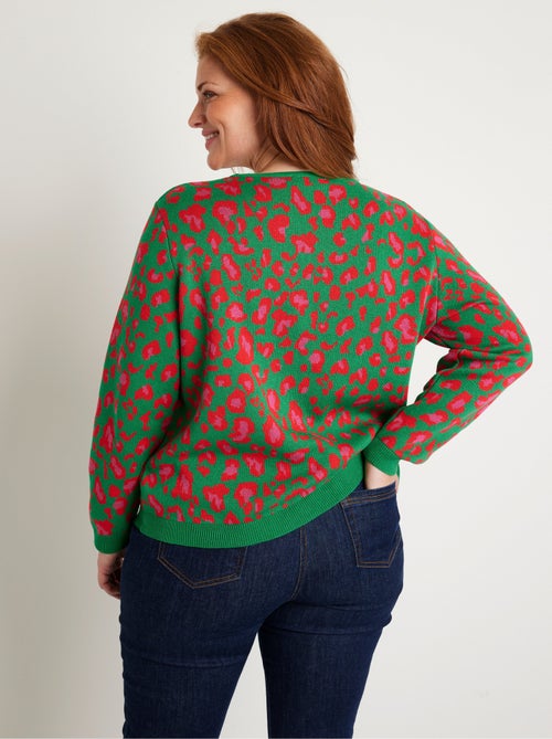 Pull motif léopard col rond - Afibel - Kiabi
