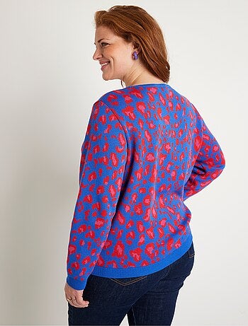 Pull motif léopard col rond