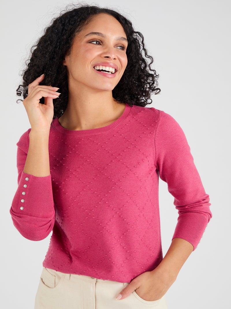 Pull motif losanges - Damart Rose framboise - Kiabi