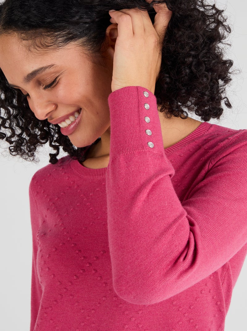 Pull motif losanges - Damart Rose framboise - Kiabi